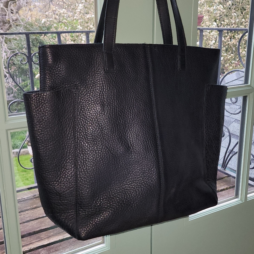 New Black Leather Tote Bag